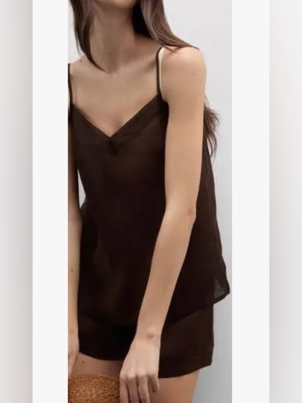 Zara Home Mulberry Silk Chocolate Brown Pajama Short Set